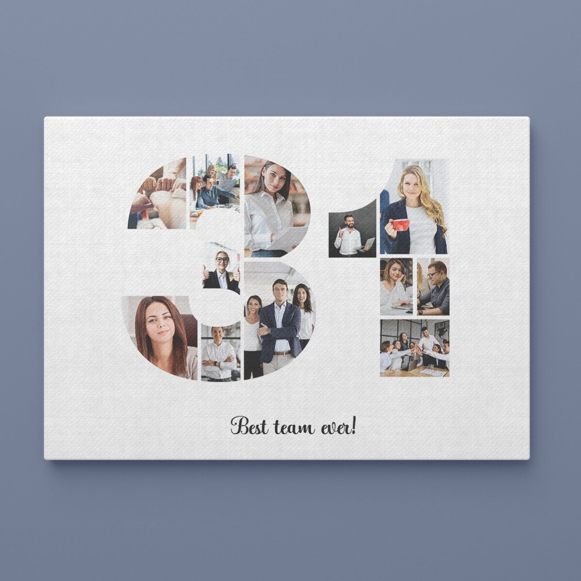 Quadro paesaggistico personalizzato con 12 foto, modello n. 31 e messaggio di testo