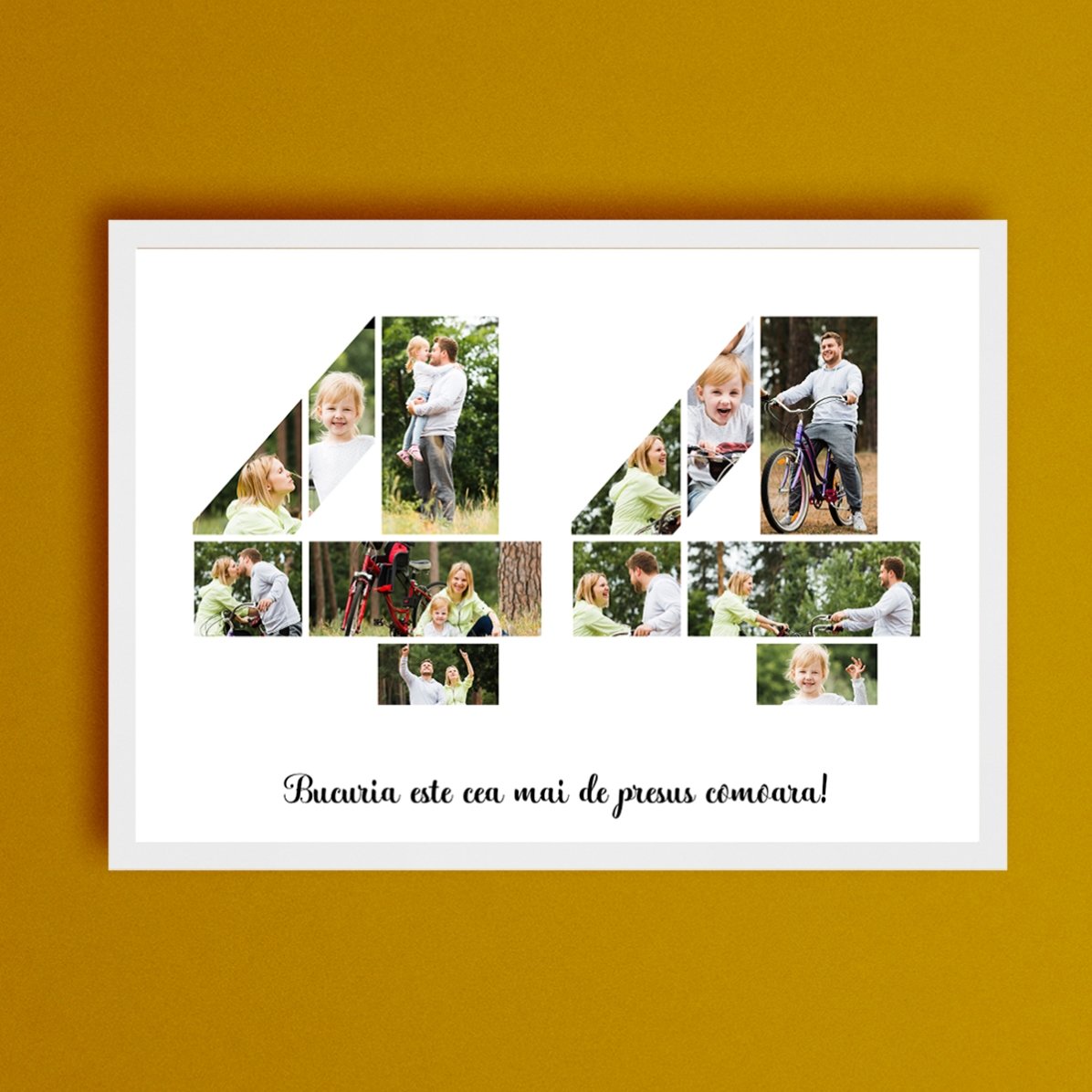 Quadro paesaggistico personalizzato con 12 foto, modello n. 44 e messaggio di testo