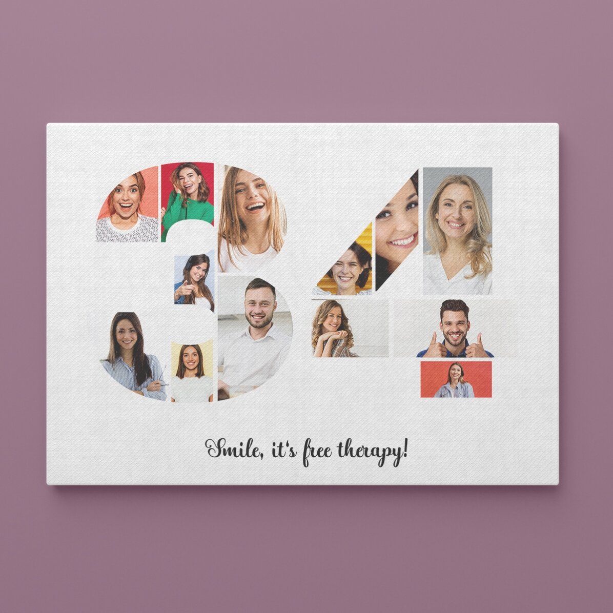 Quadro paesaggistico personalizzato con 13 foto, modello n. 34 e messaggio di testo