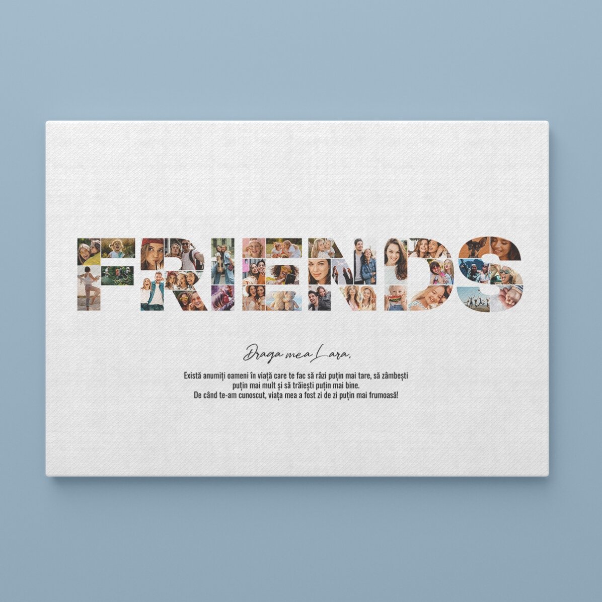 Quadro personalizzato in formato orizzontale con 34 foto e testo - FRIENDS