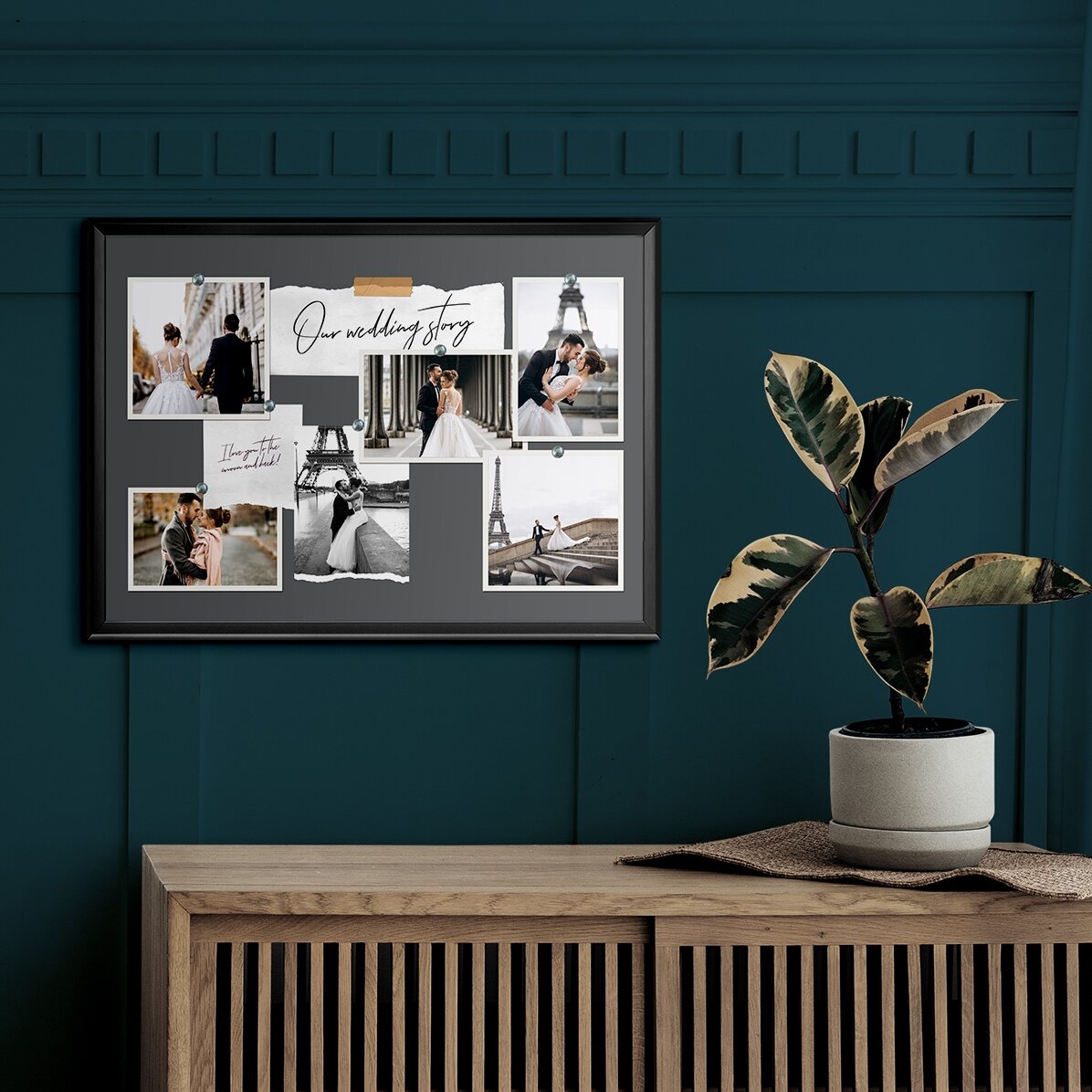 Quadro personalizzato in formato orizzontale con 6 foto e testo - La tua vacanza