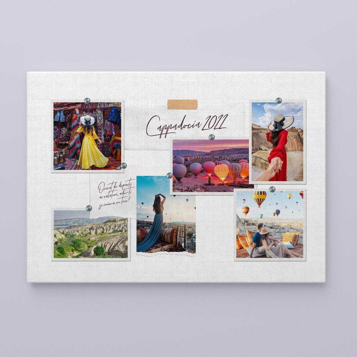Quadro personalizzato in formato orizzontale con 6 foto e testo - La tua vacanza