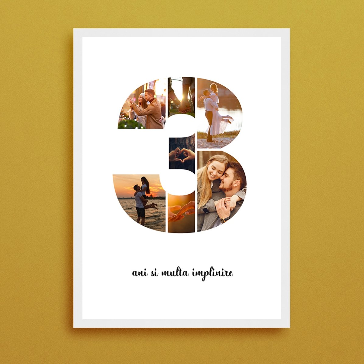 Quadro personalizzato con 7 foto, modello n. 3 e messaggio di testo