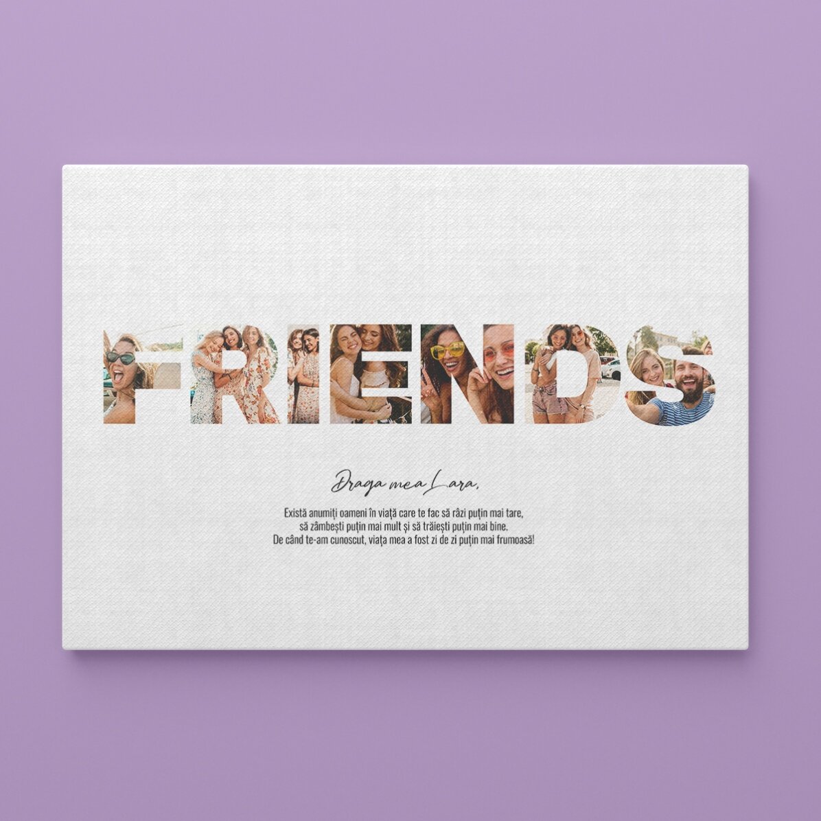 Quadro personalizzato in formato orizzontale con 7 foto e testo - FRIENDS