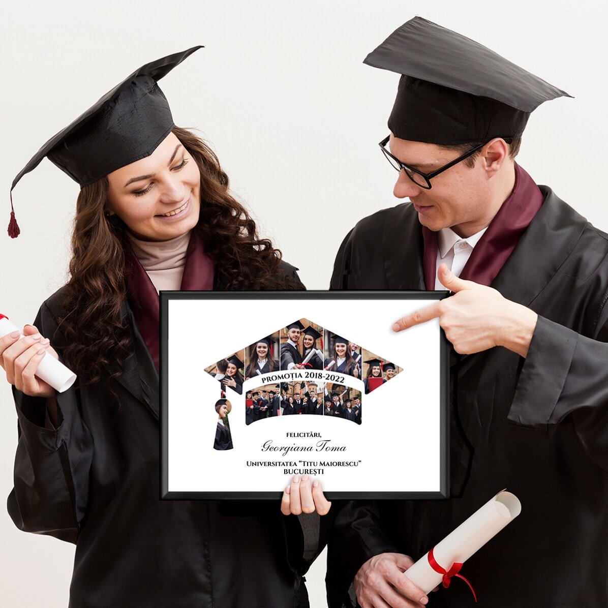 Personalised landscape painting with photos and text - Graduation