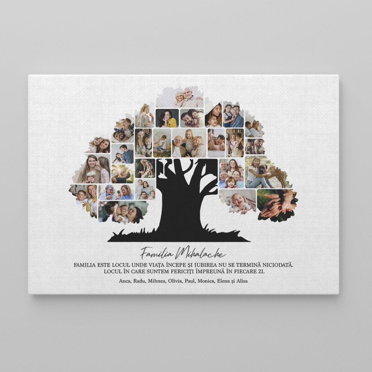 Quadro personalizzato in formato orizzontale con foto e testo - La nostra famiglia