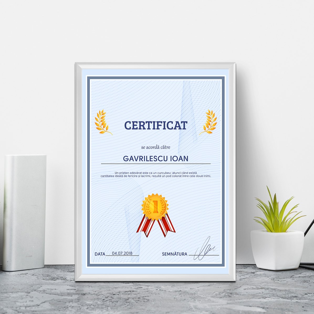 Quadro personalizzato - Attestato di riconoscimento