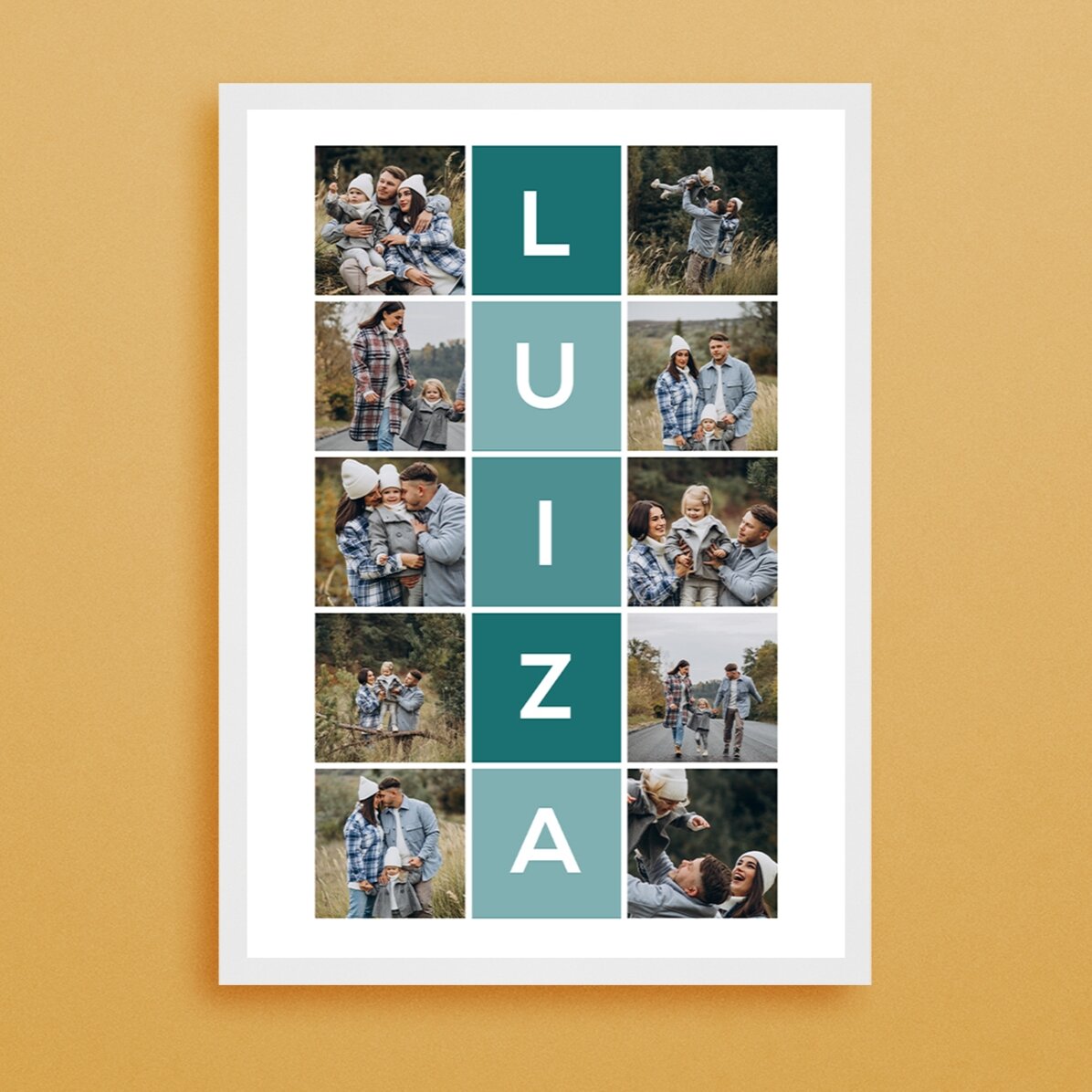Quadro personalizzato con 10 foto e un nome di 5 lettere