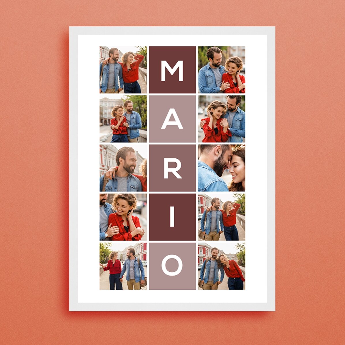 Quadro personalizzato con 10 foto e un nome di 5 lettere
