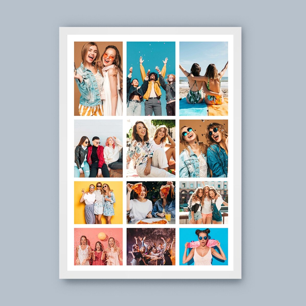 Quadro personalizzato con 12 foto raffigurate in modo elegante