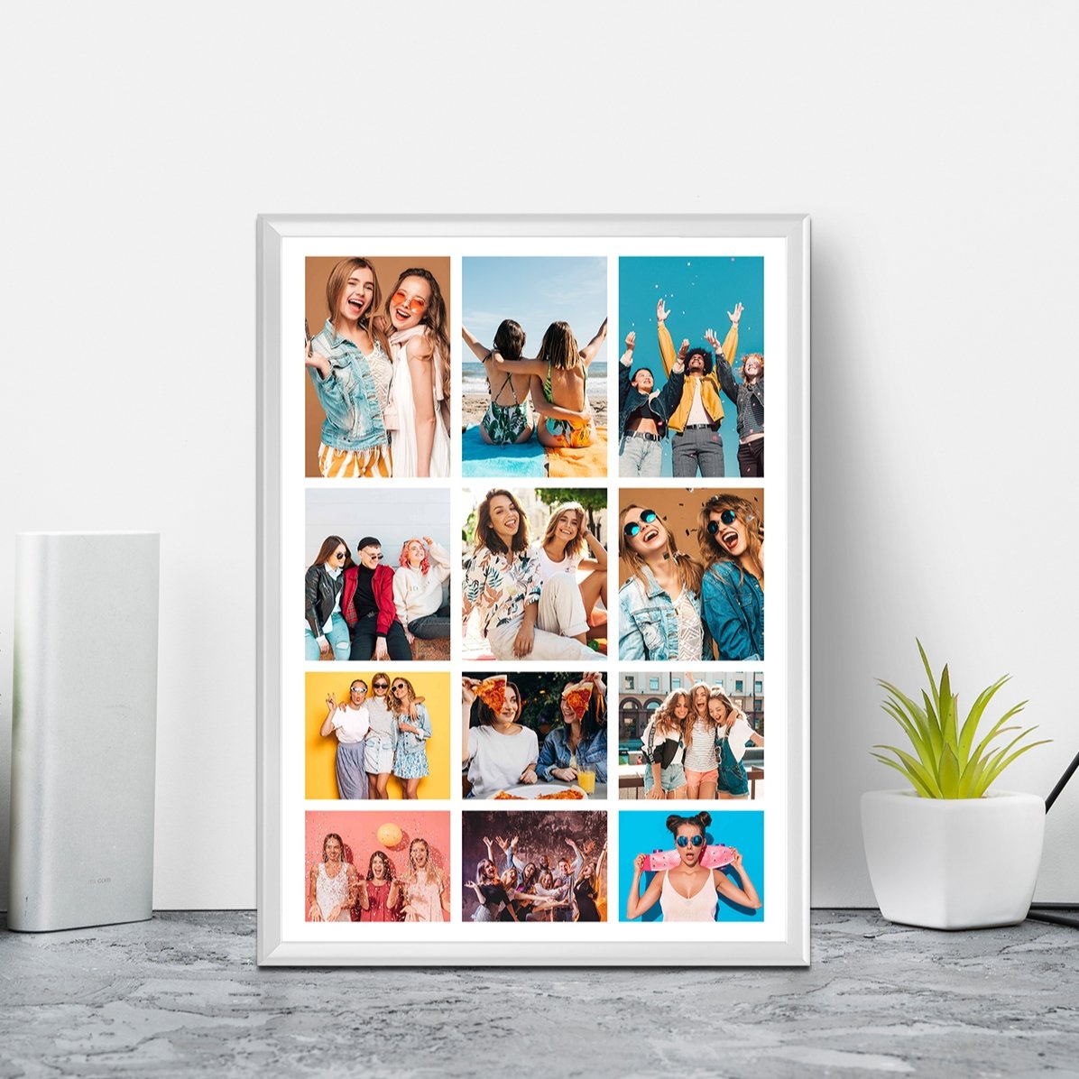 Quadro personalizzato con 12 foto raffigurate in modo elegante