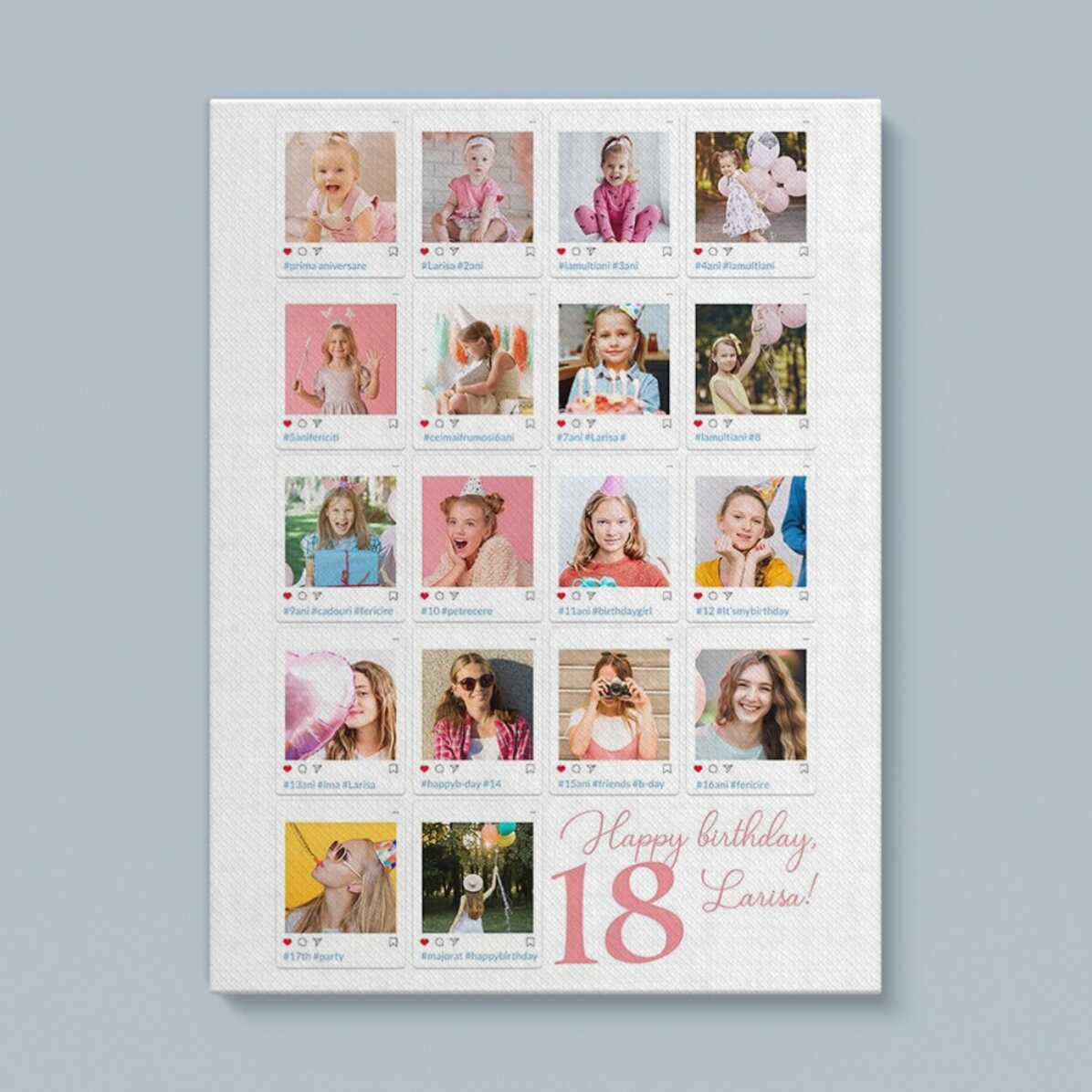Quadro personalizzato con 18 foto e un messaggio - #Instagram
