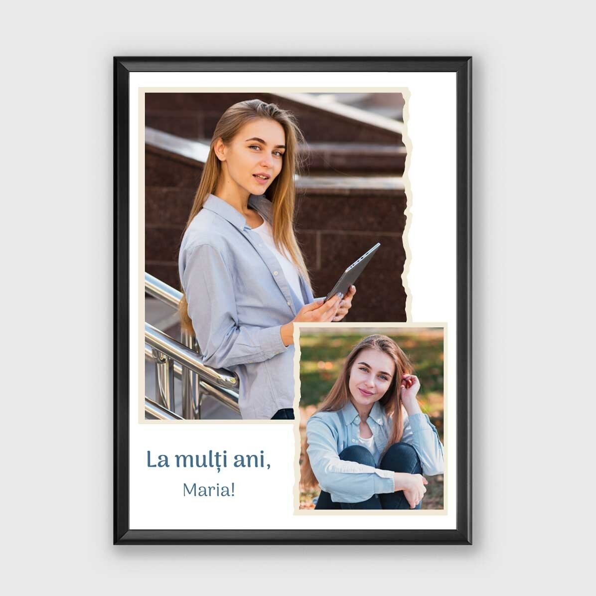 Quadro personalizzato con 2 foto e una frase - Ti amo!
