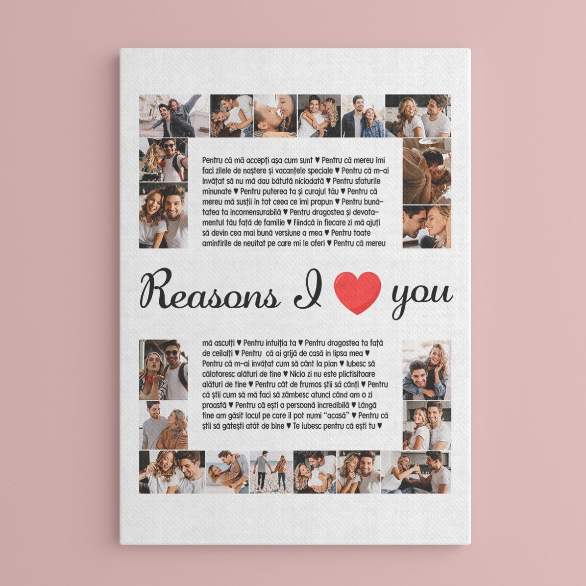 Quadro personalizzato con 20 foto e testo - Reasons I love you