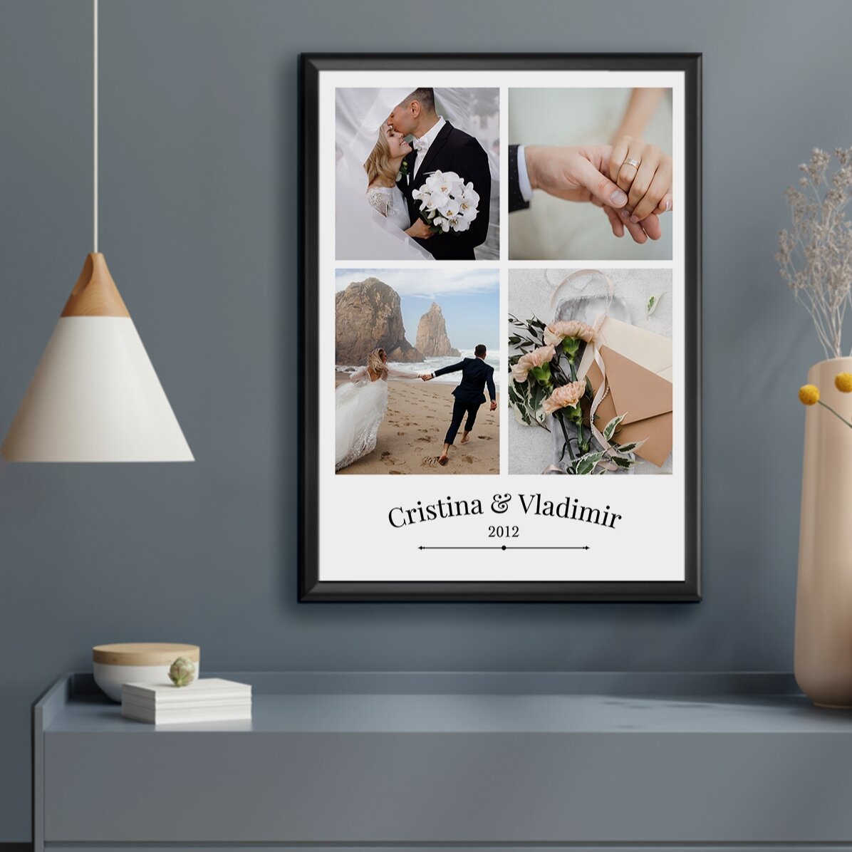 Quadro personalizzato con 4 foto di coppia
