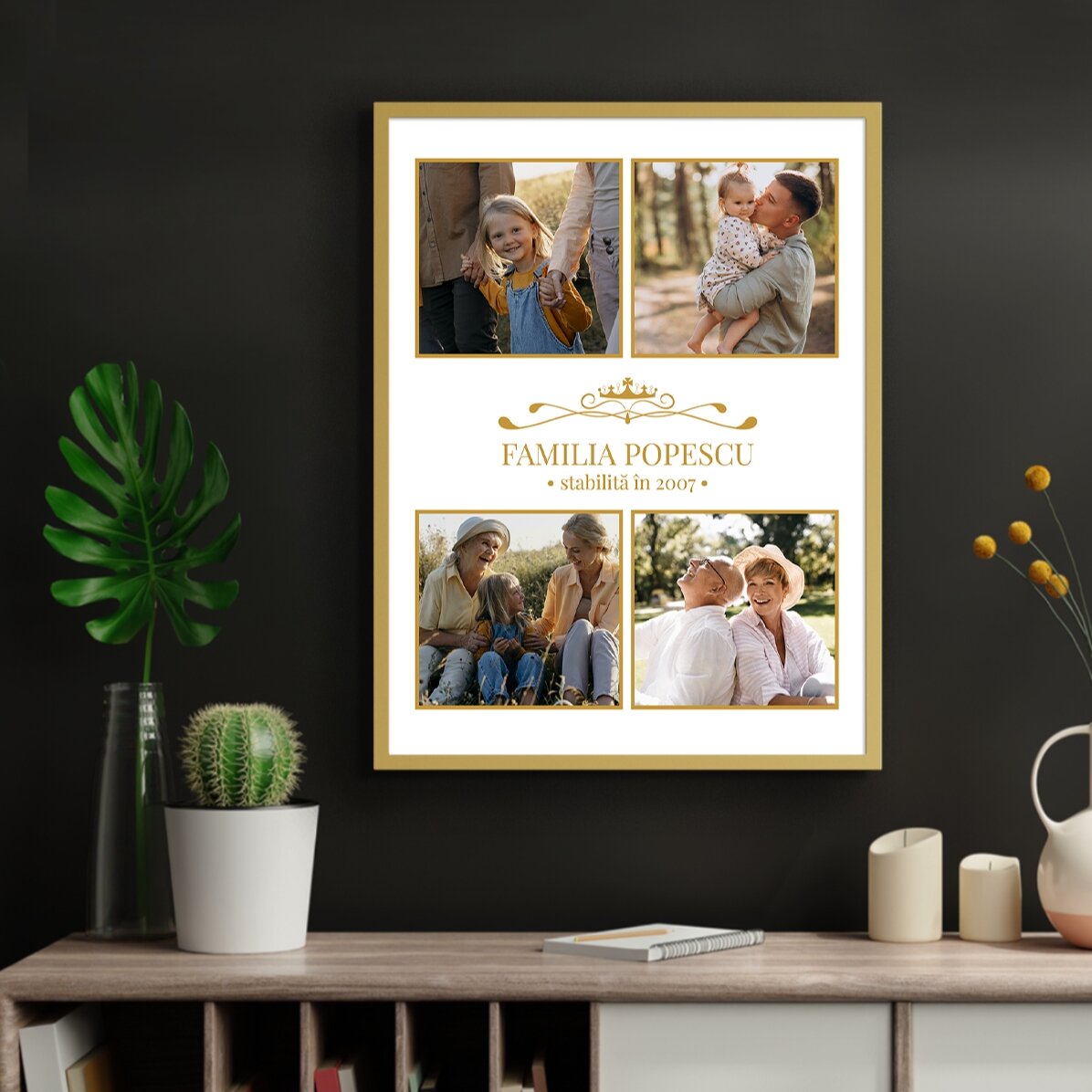 Quadro personalizzato con 4 foto di famiglia