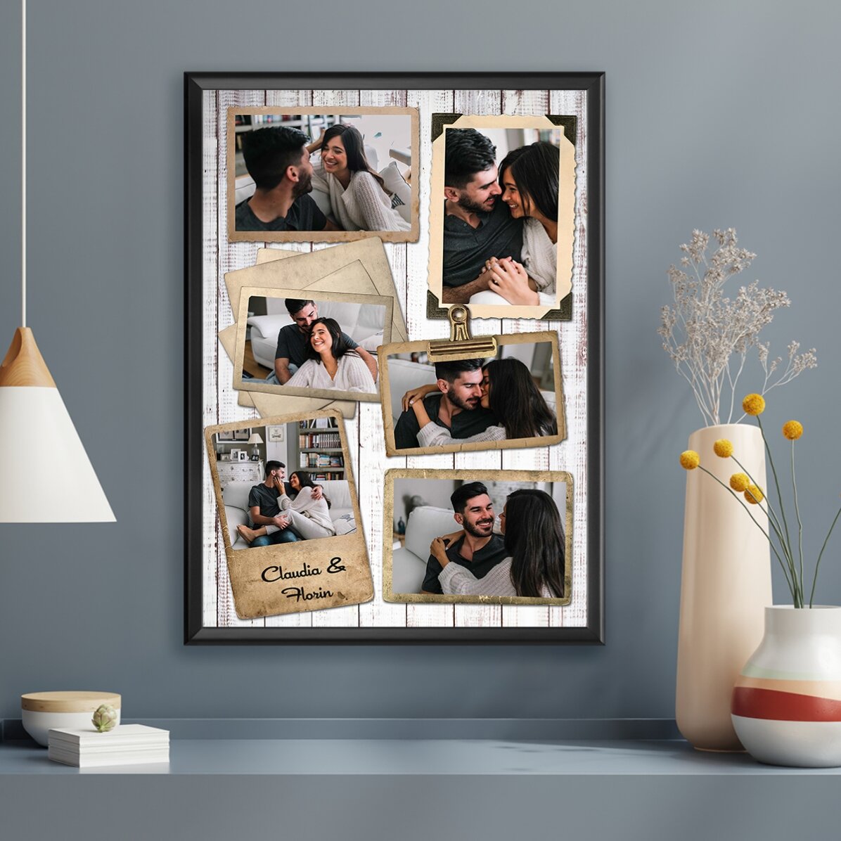 Quadro personalizzato con 6 foto in stile vintage