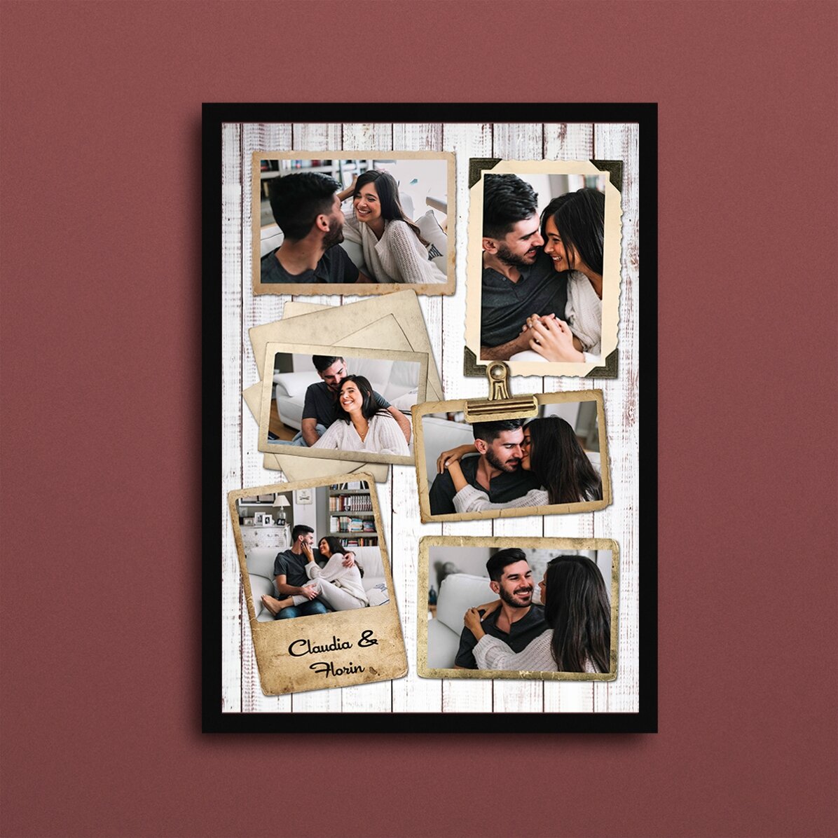 Quadro personalizzato con 6 foto in stile vintage