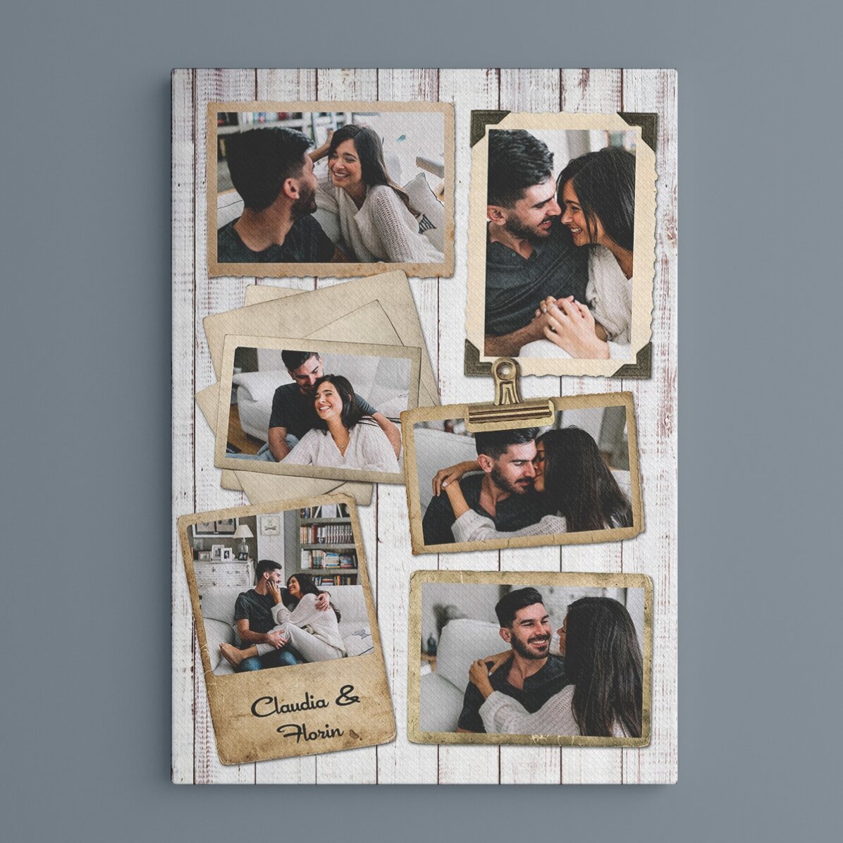 Quadro personalizzato con 6 foto in stile vintage