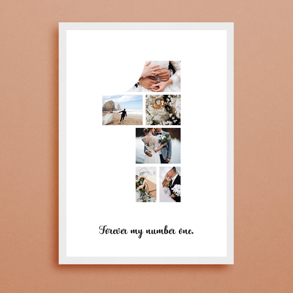Quadro personalizzato con 6 foto, modello n. 1 e messaggio di testo