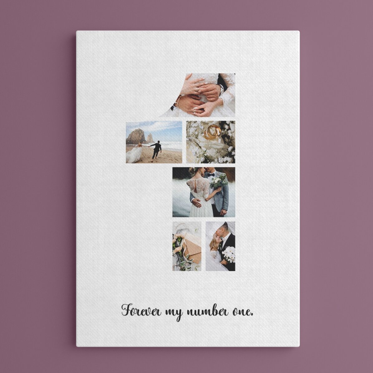 Quadro personalizzato con 6 foto, modello n. 1 e messaggio di testo