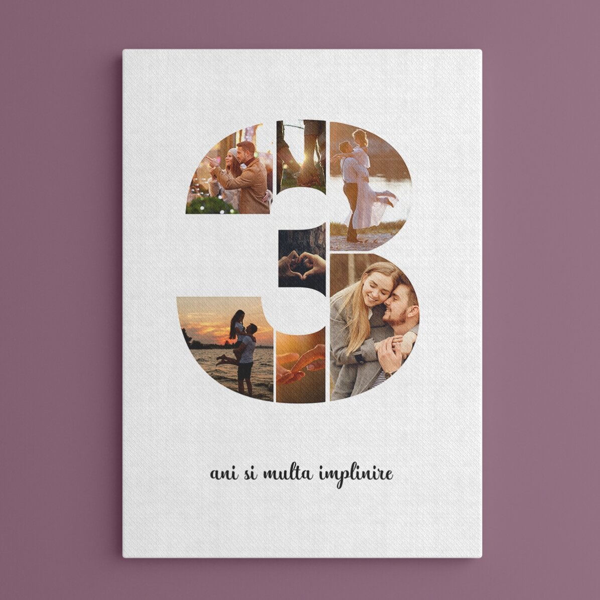 Quadro personalizzato con 7 foto, modello n. 3 e messaggio di testo