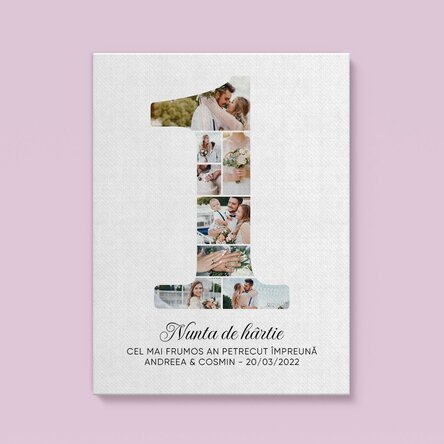 Quadro personalizzato con il numero 1, foto e messaggio - Compleanno