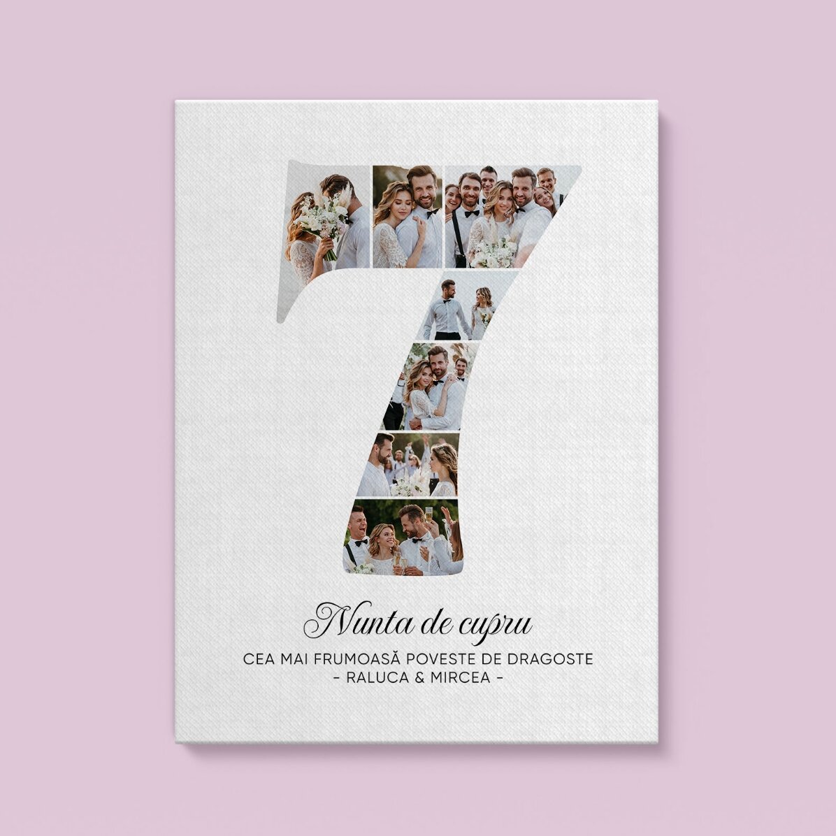 Quadro personalizzato con il numero 7, foto e messaggio - Anniversario di coppia