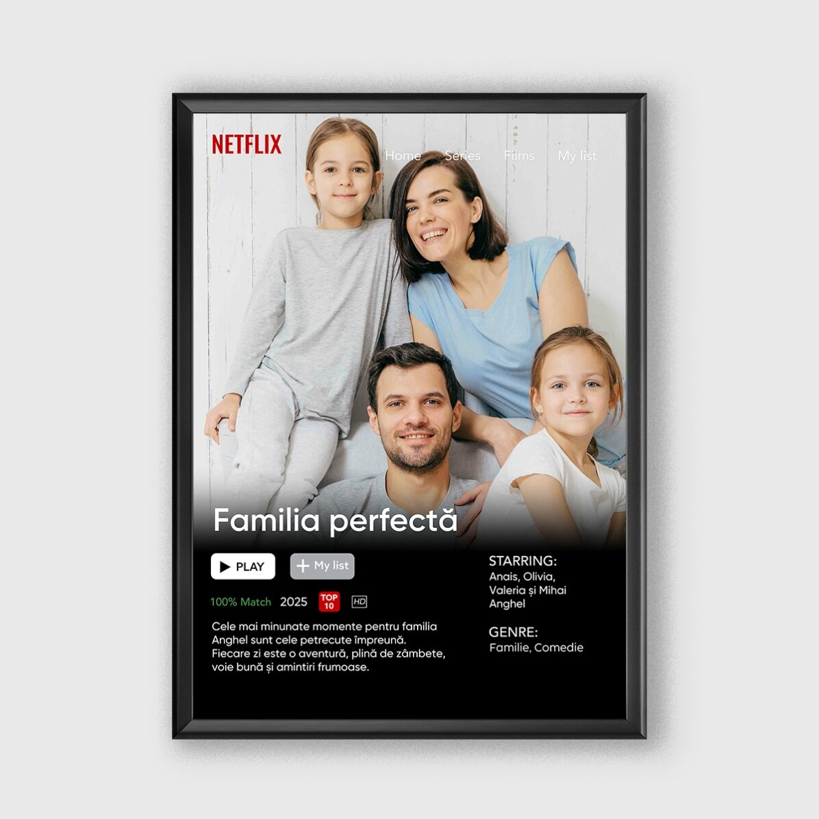 Quadro personalizzato con una foto e un messaggio - Film