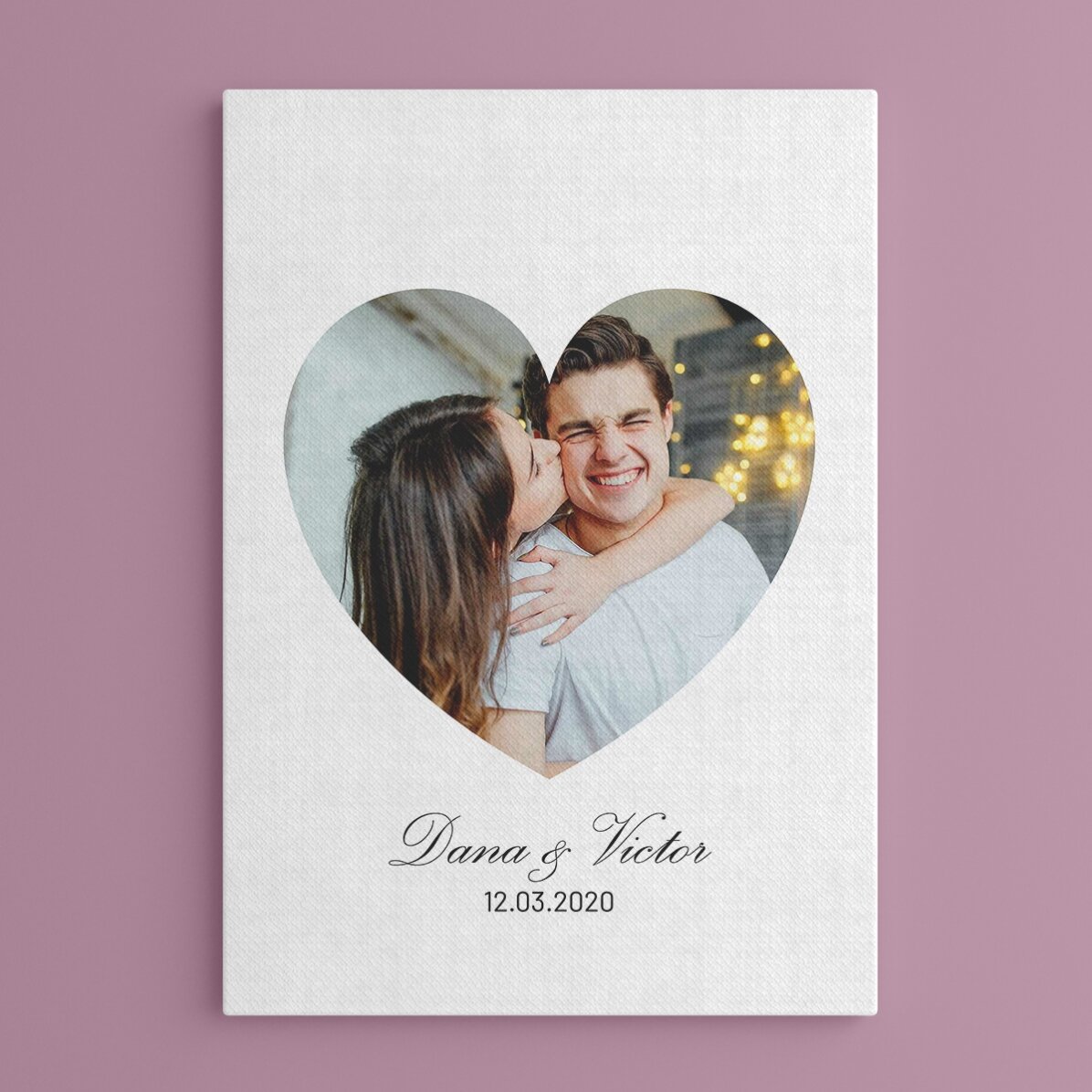 Quadro personalizzato con foto a forma di cuore e scritta - Ti amo!