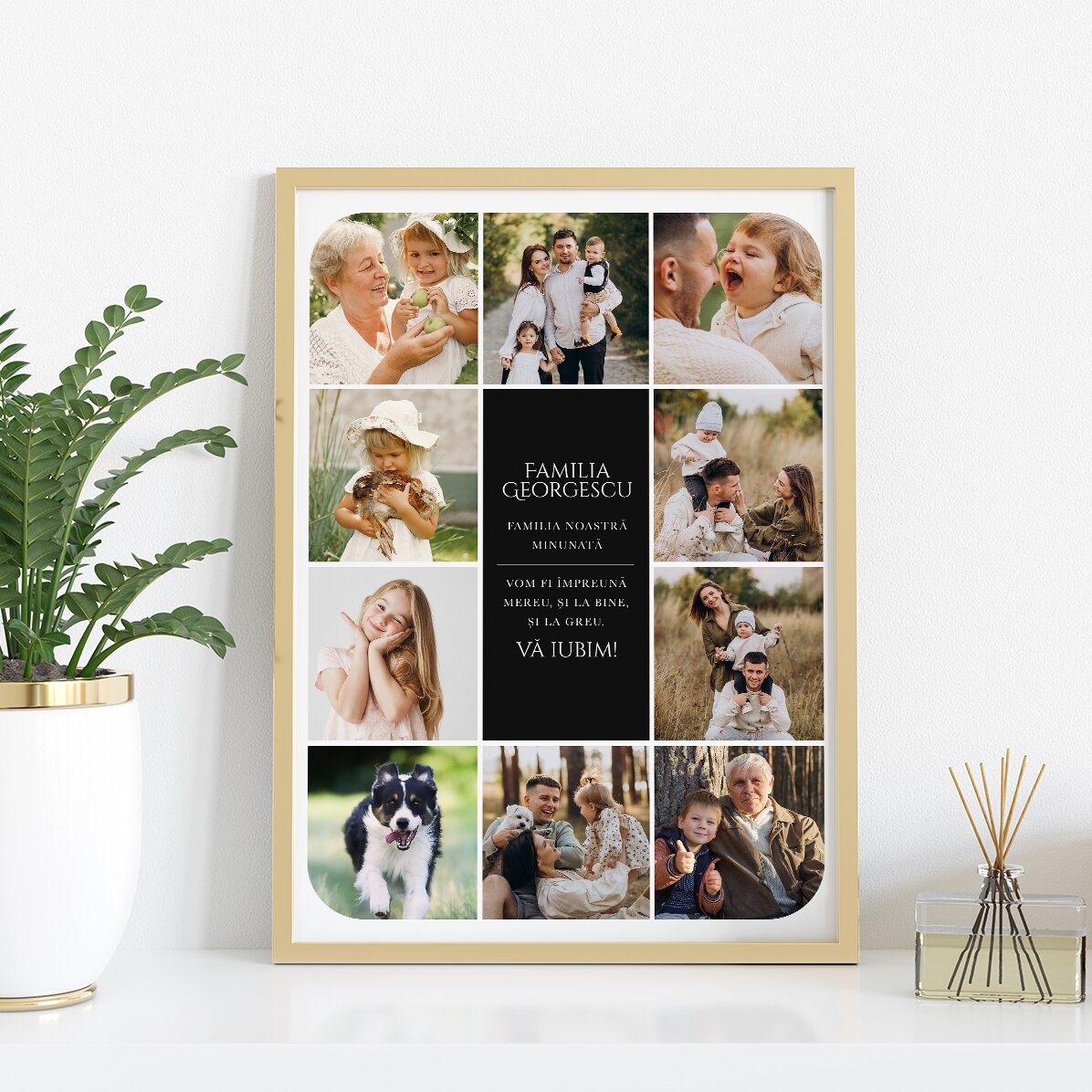 Quadro personalizzato con testo e 10 foto - La nostra famiglia
