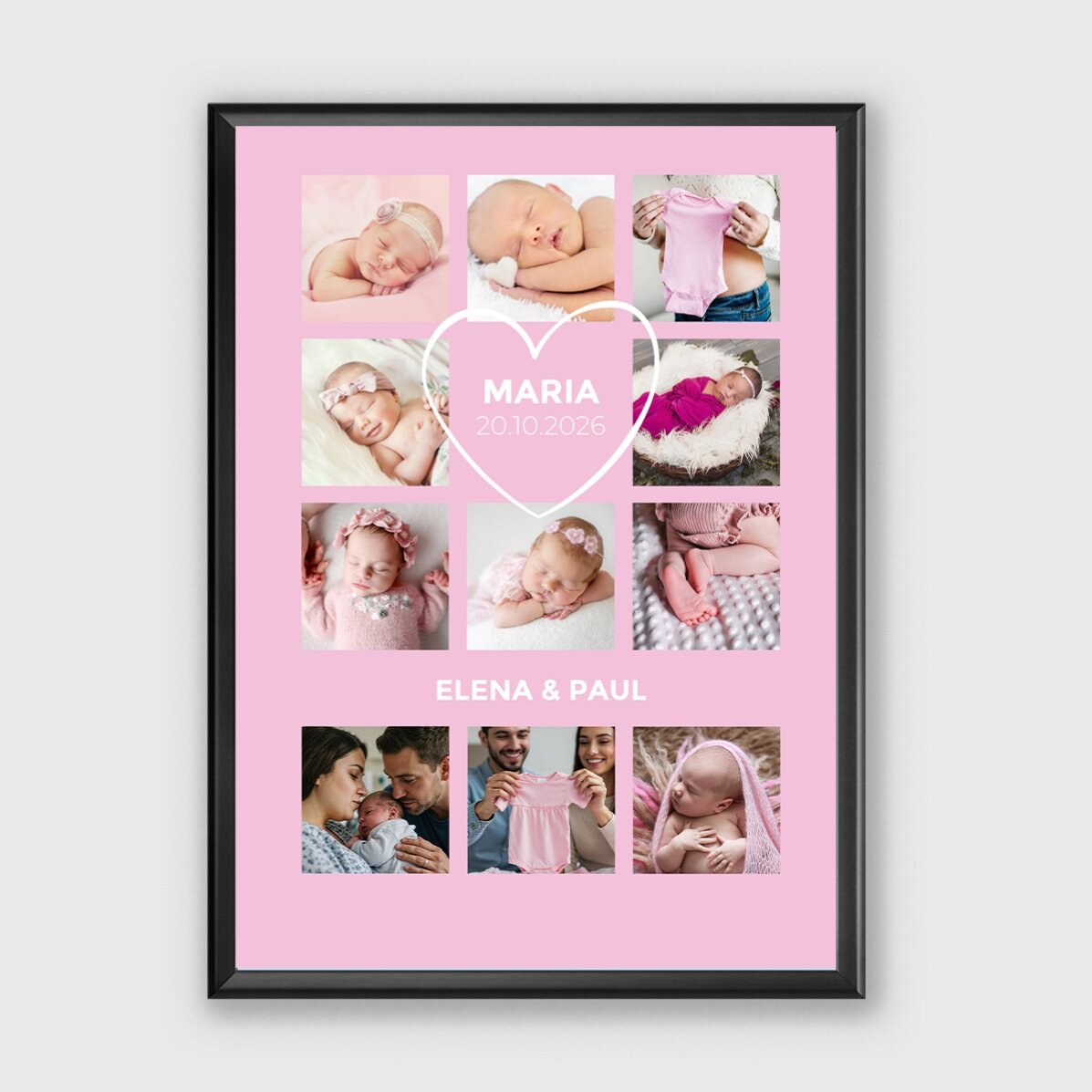 Quadro personalizzato con testo e 11 foto - Baby