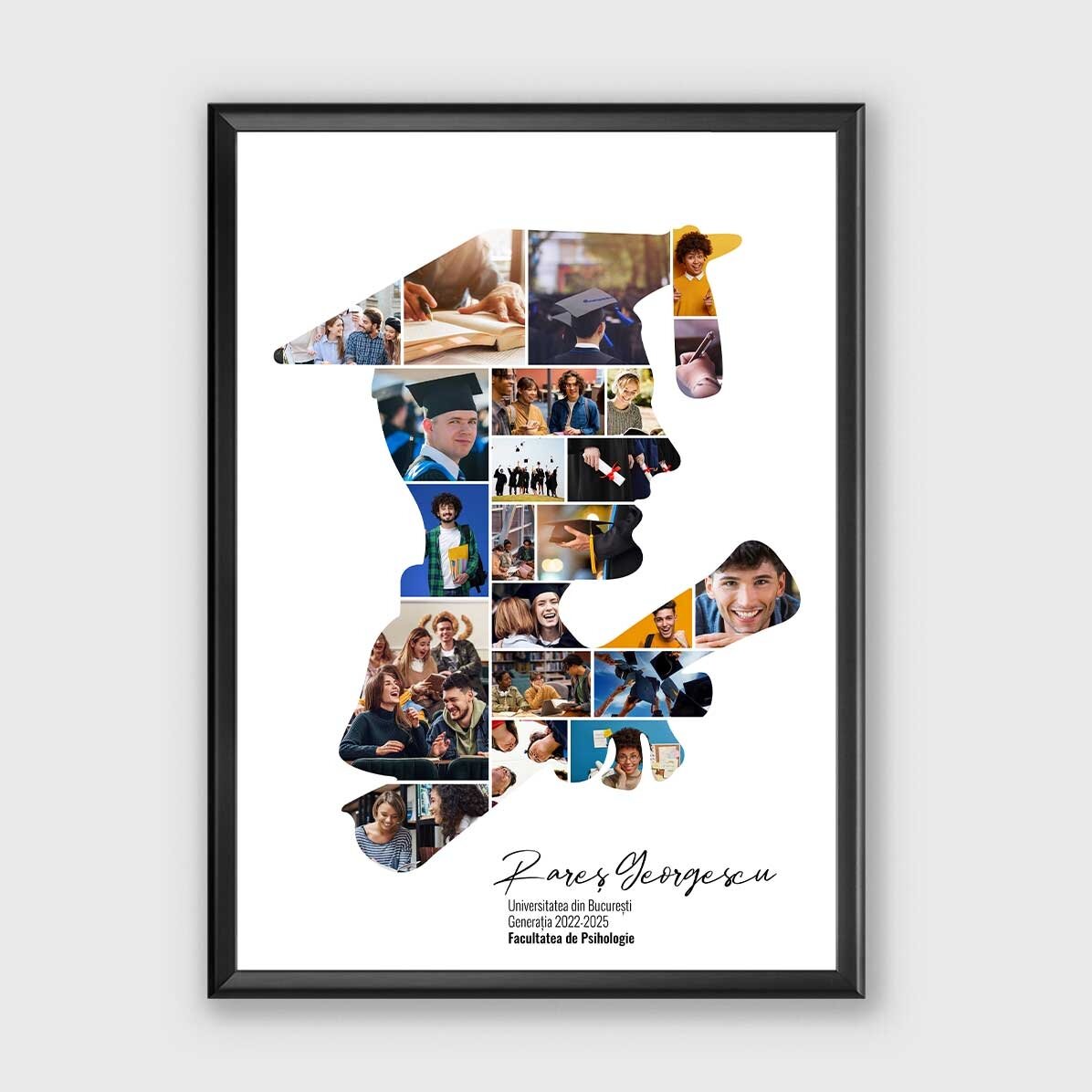 Quadro personalizzato con testo e 22 foto per la laurea - Lui