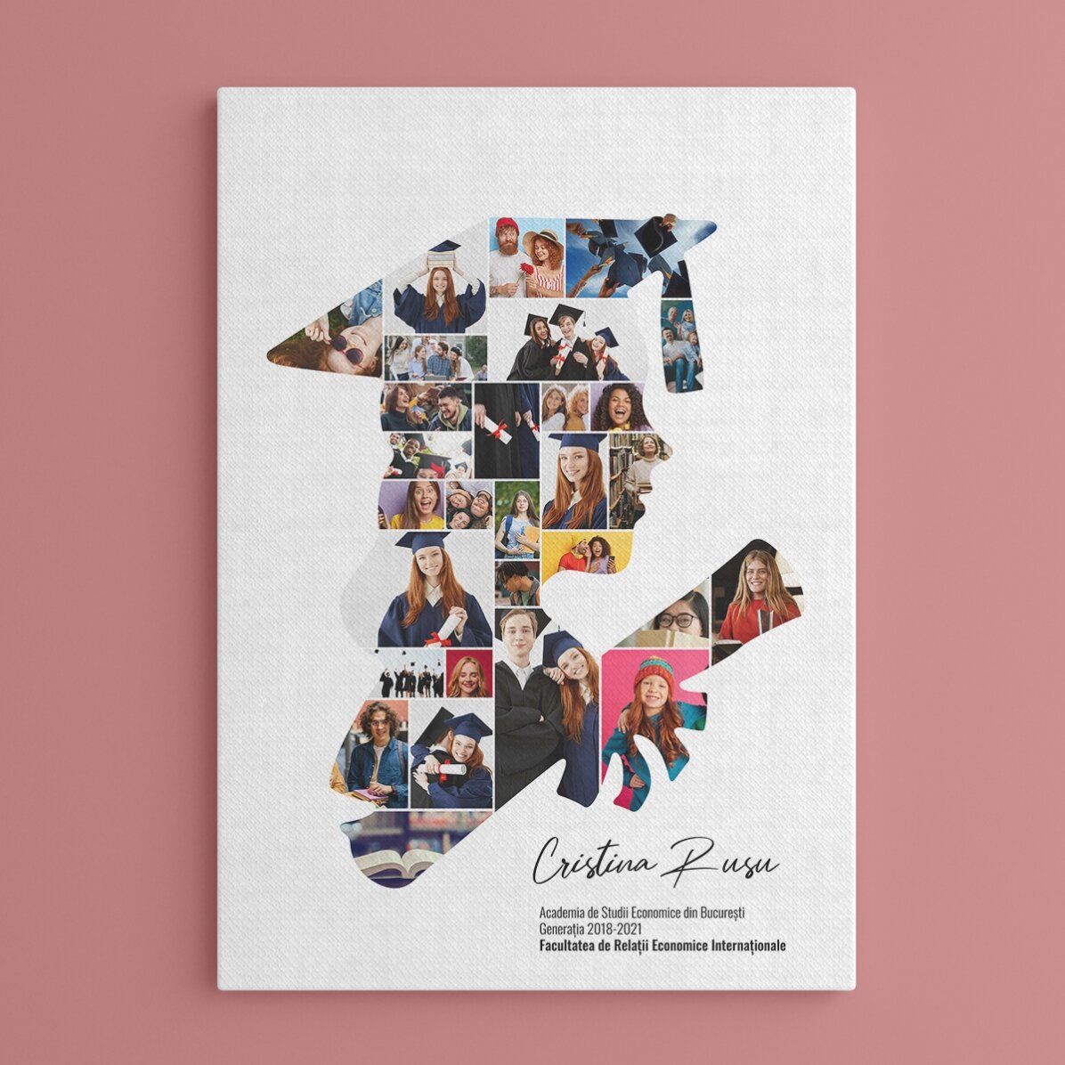 Quadro personalizzato con testo e 29 foto per la laurea - Lei