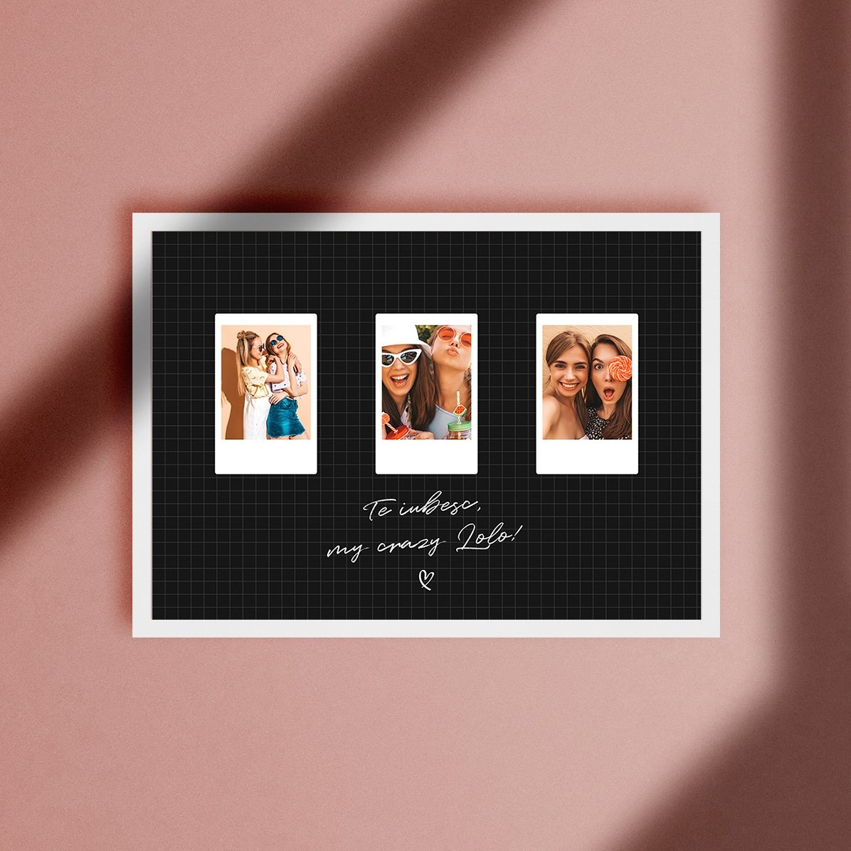 Personalised canvas with text and 3 Polaroid-style photos - Best friends