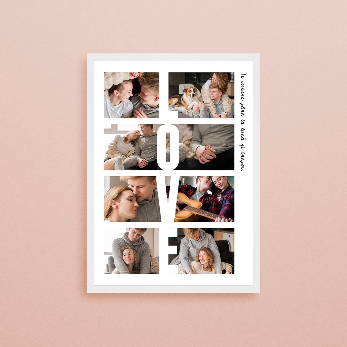 Quadro personalizzato con testo e 8 foto - LOVE