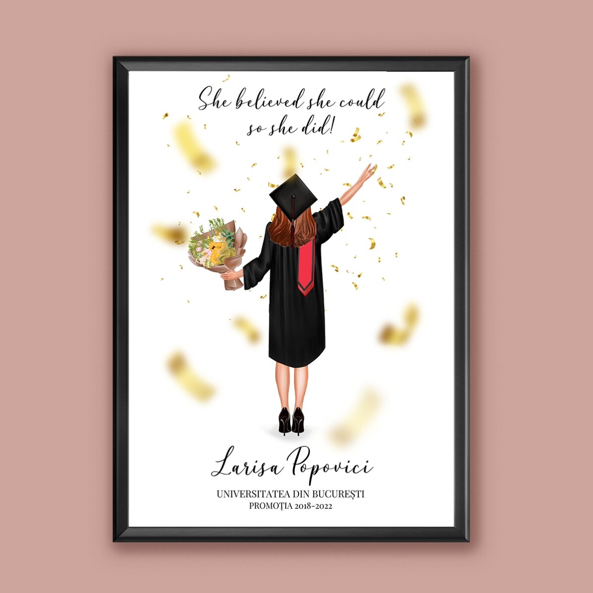 Personalised painting with text and hair colour change for graduation