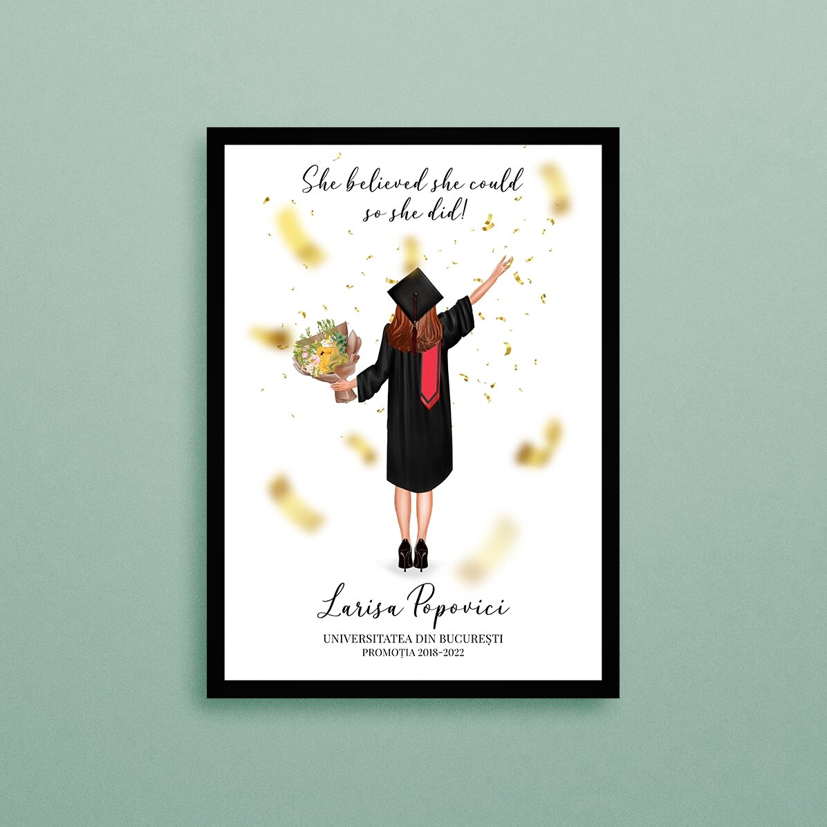 Personalised painting with text and hair colour change for graduation