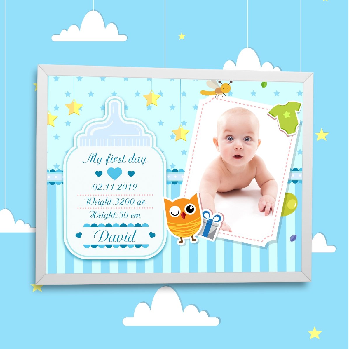 Quadro personalizzato per neonati - Maschietti