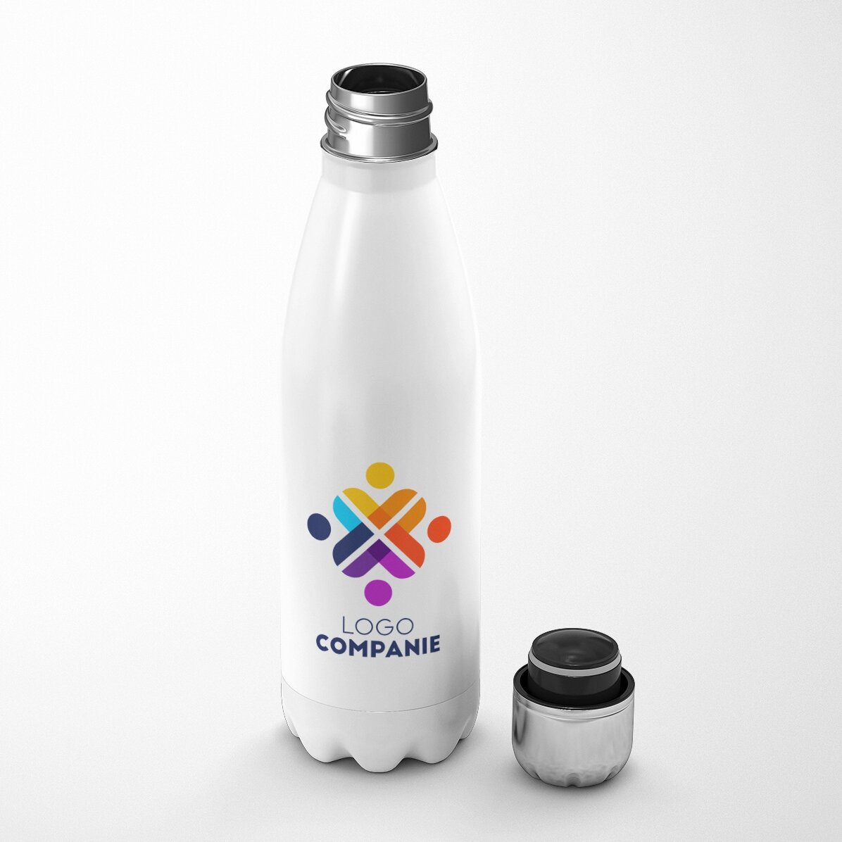 Thermos con base bianca personalizzato con logo e nome