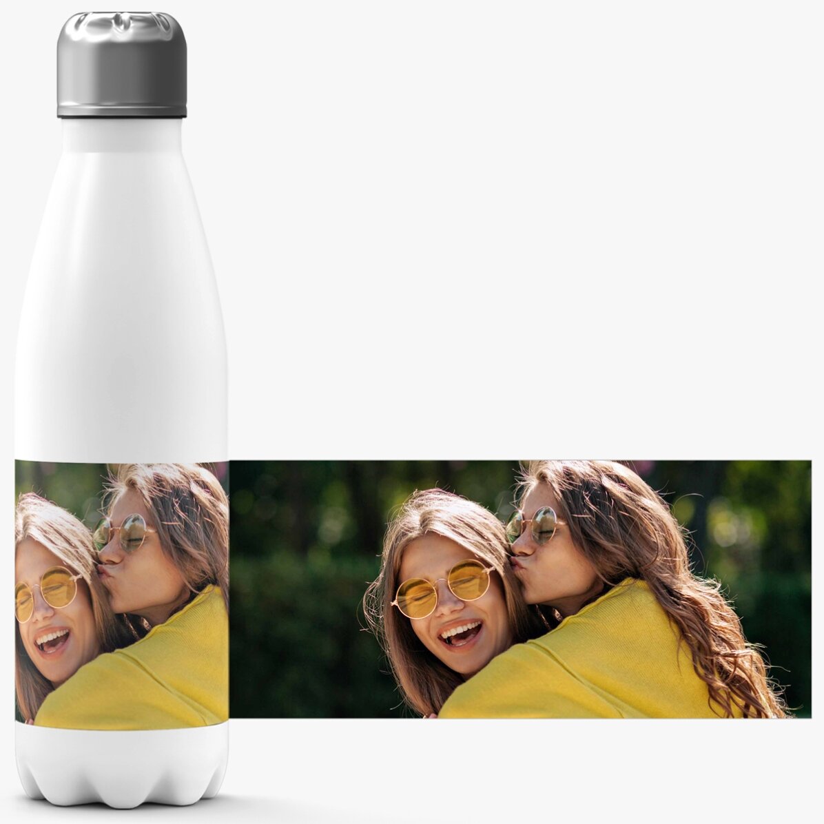 Thermos con base bianca personalizzato con una foto in formato orizzontale