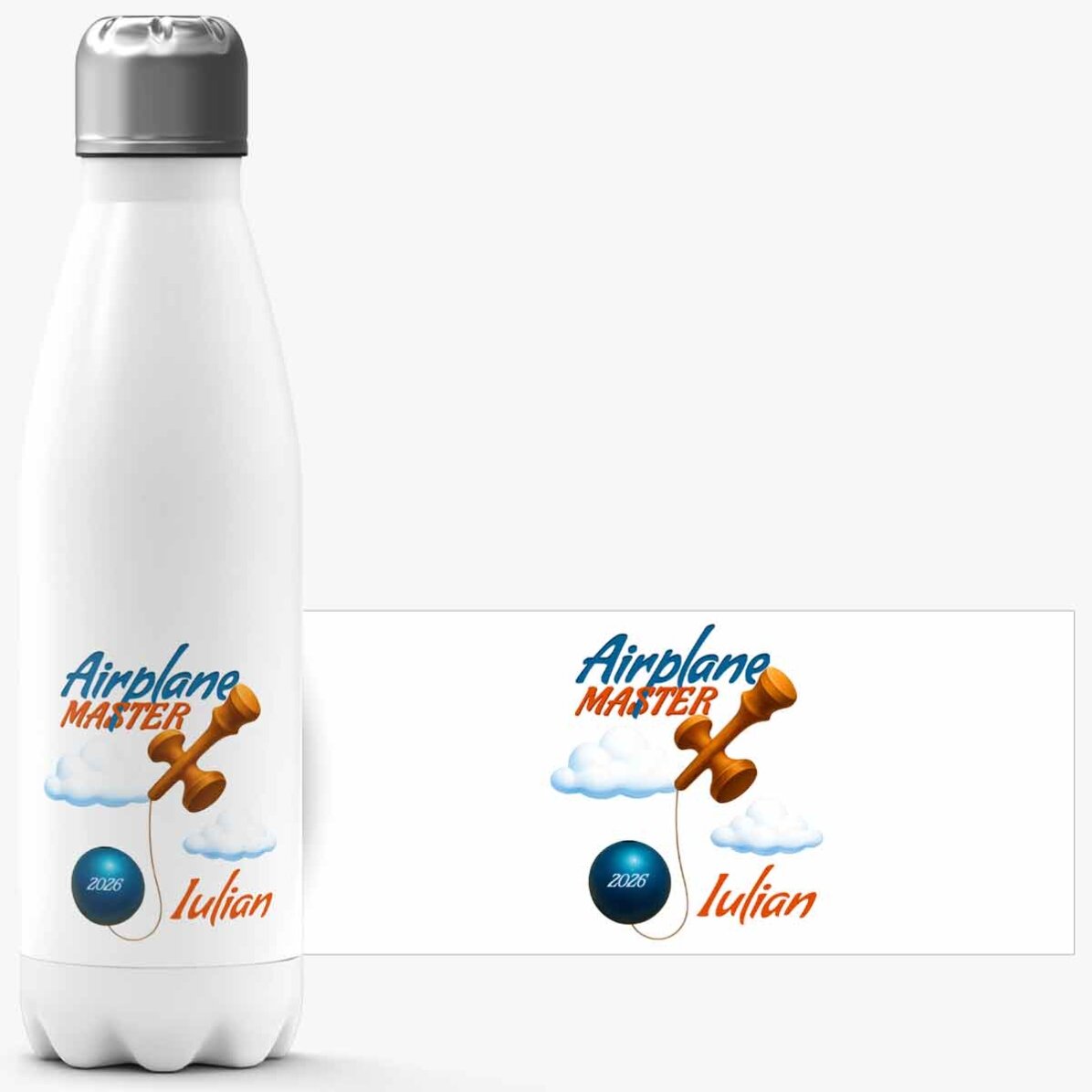 Thermos con base bianca personalizzato con scritta - Airplane Master