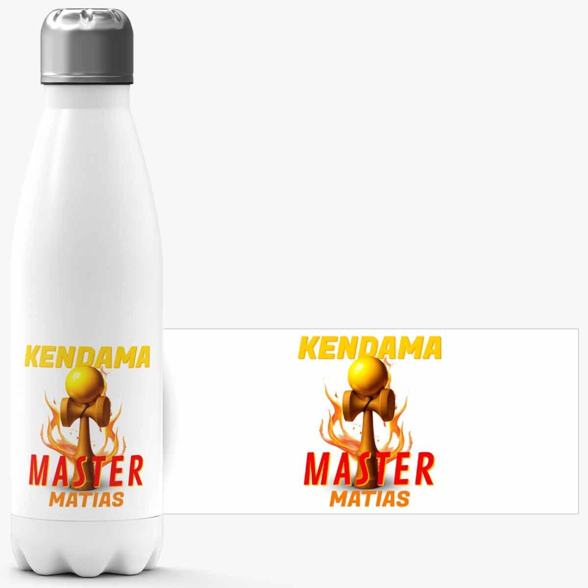 Thermos con base bianca personalizzato con scritta - Kendama Master