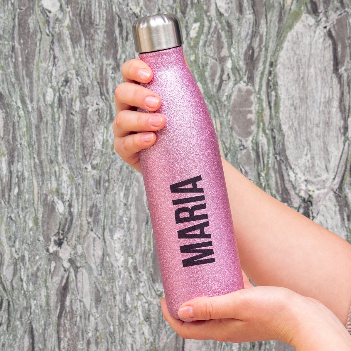 Thermos con glitter personalizzato con nome