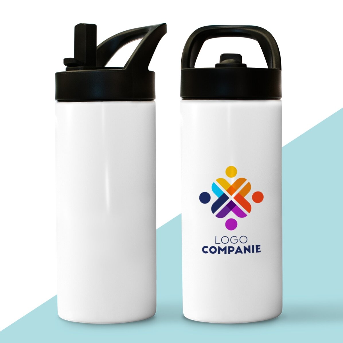 Thermos con manico e cannuccia personalizzato con logo