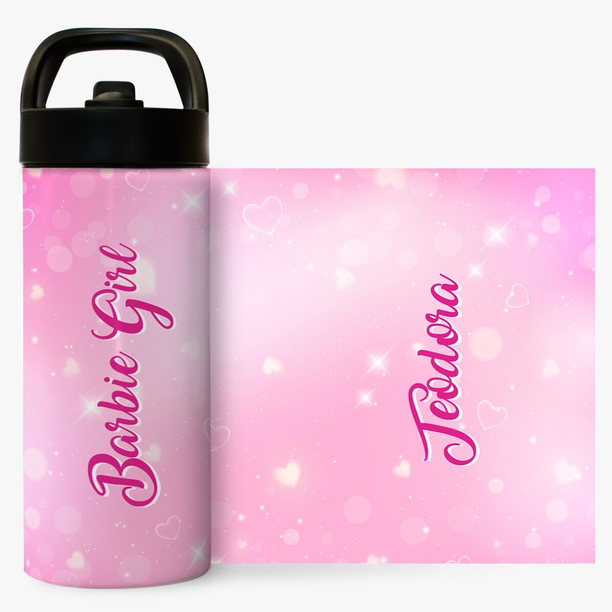Tazza termica con manico e cannuccia personalizzata con nome - Barbie