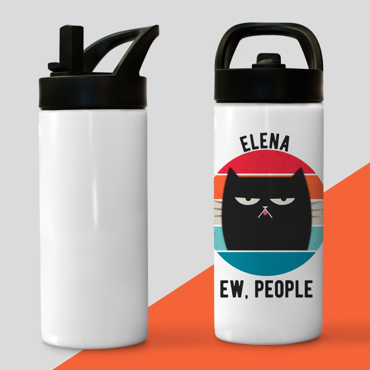 Tazza termica con manico e cannuccia personalizzata con nome - Ew, people