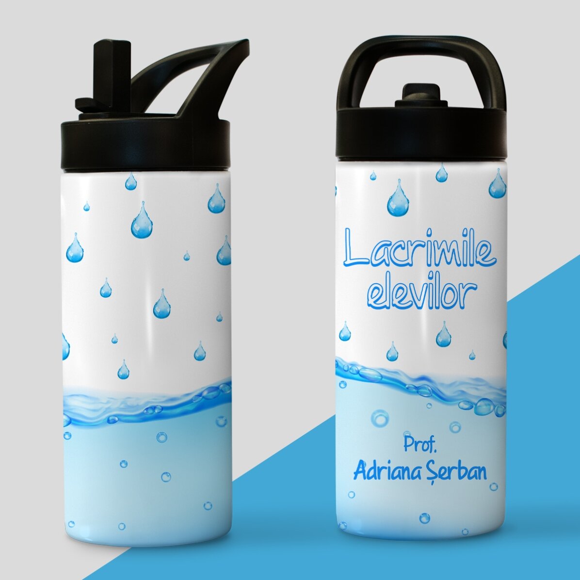 Thermos with handle and straw personalised with name - Students