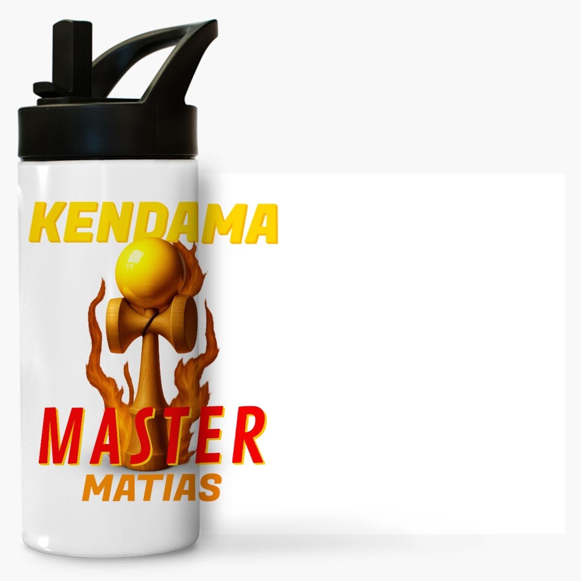 Thermos con manico e cannuccia personalizzato con nome per bambini - Kendama Master