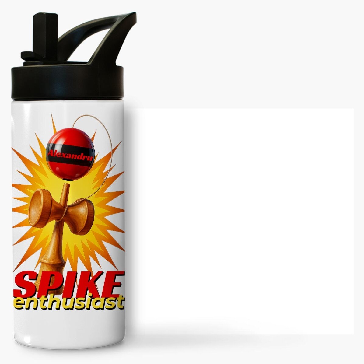 Tazza termica con manico e cannuccia personalizzata con nome per bambini - Spike Enthusiast